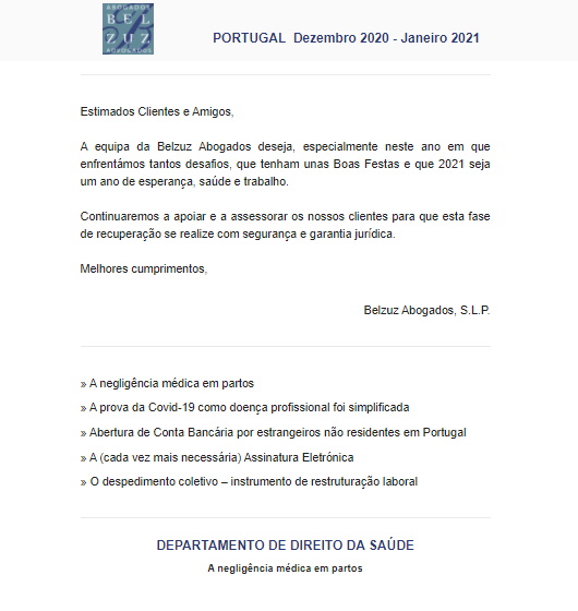 Newsletter Portugal - Dezembro/Janeiro