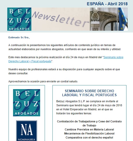 Newsletter España - Abril 2018
