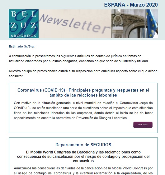 Newsletter España - Marzo 2020