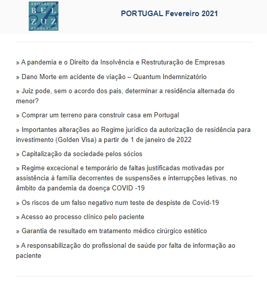 Newsletter Portugal - Fevereiro