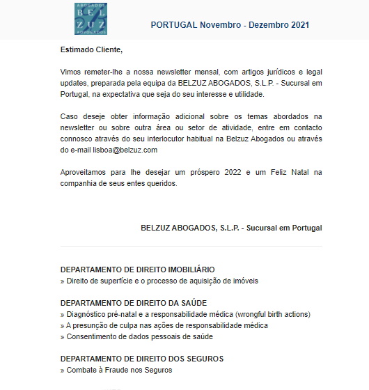 Newsletter Portugal - Novembro Dezembro
